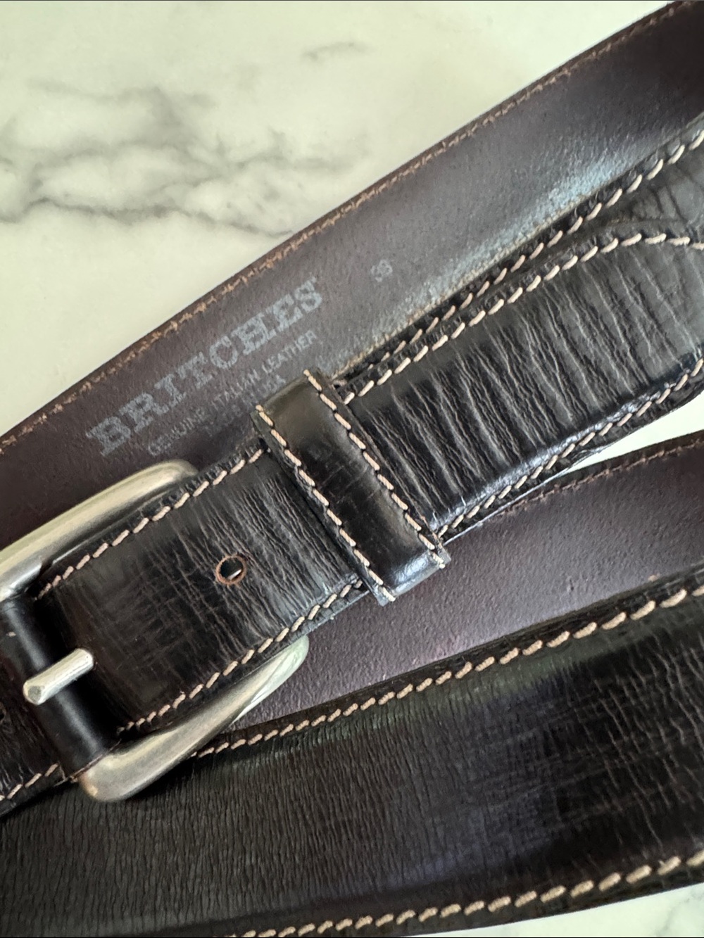 Britches Italian Leather Belt 38 • Made in USA